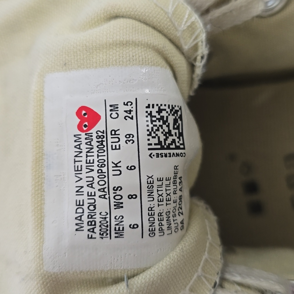 Converse x PLAY Comme des Garçons Chuck Taylor 70 Unisex Size Men 6 Women 8 - Picture 10 of 10